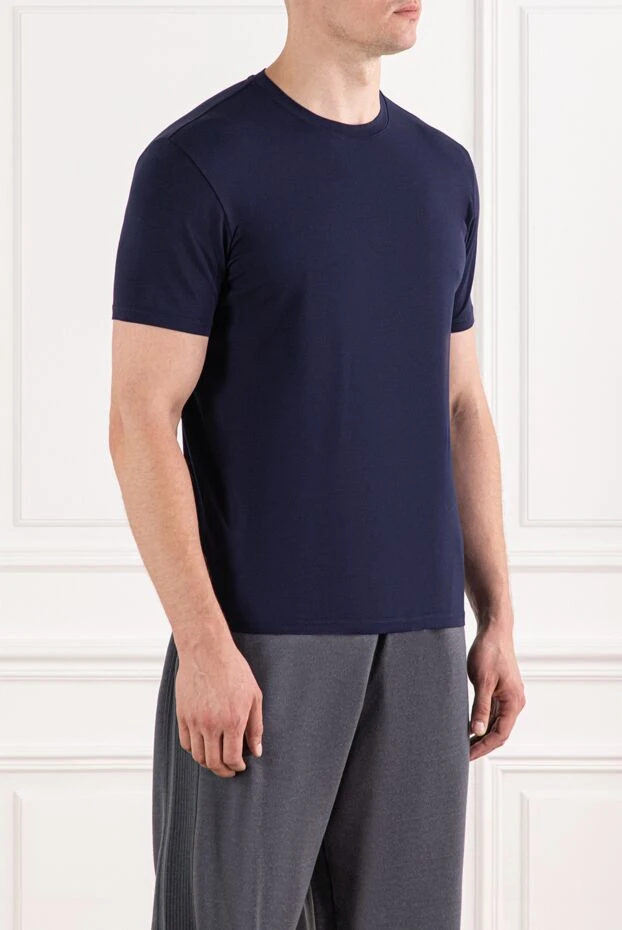 Cesare di Napoli хлопковая футболка в темно-синем цвете с минималистичным дизайном
 190116 - фото 3