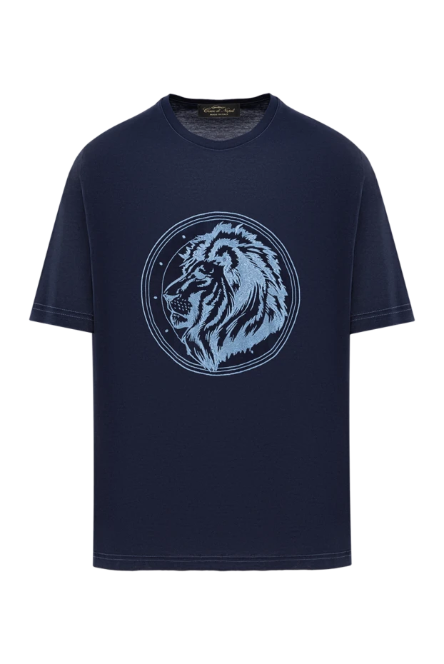 Cotton T-shirt in dark blue with lion print in light blue tones
- photo 1