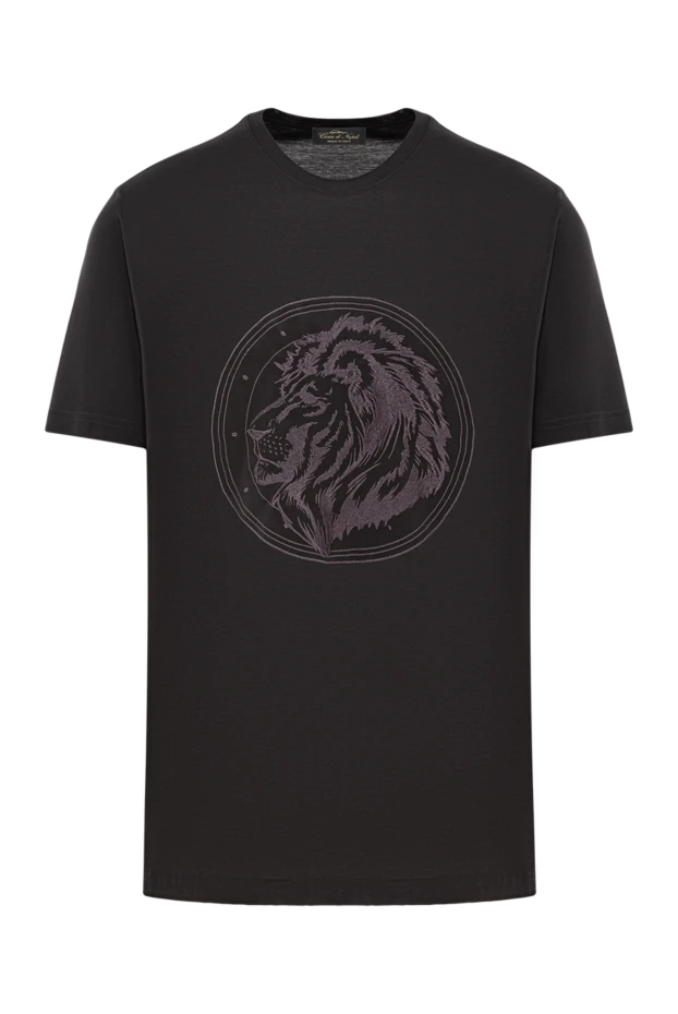 Хлопковая футболка в черной гамме с детализированным принтом льва
- фото 1