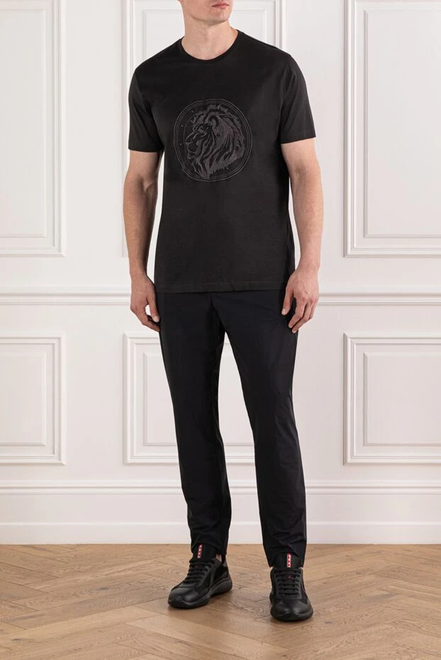 Cesare di Napoli cotton t-shirt in black with detailed lion print
190119 - photo 2