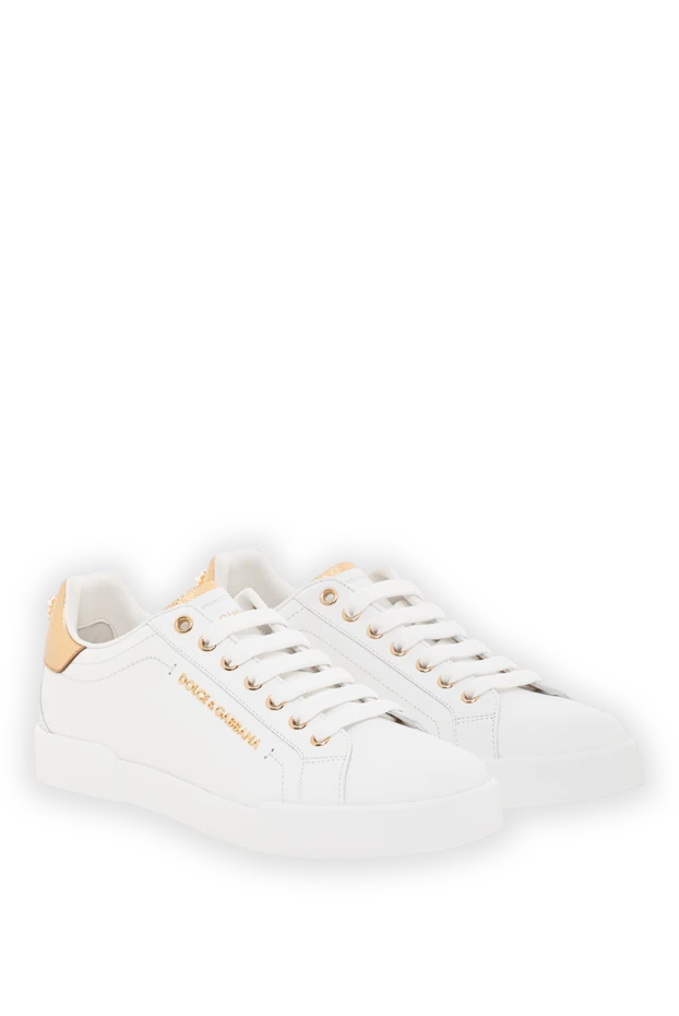 Dolce & Gabbana сникеры portofino из телячьей кожи с эффектом наппы с надписью белые 190124 - фото 3
