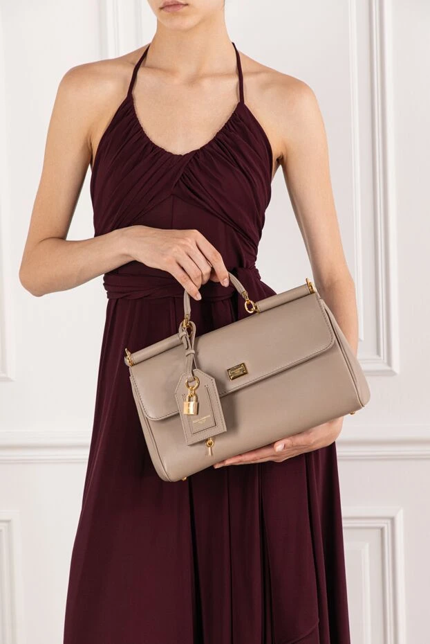 Dolce & Gabbana менің сицилиялық бұзау терісінен жасалған плонге сөмкесі бежевый әйелдер 190130 - фото 2