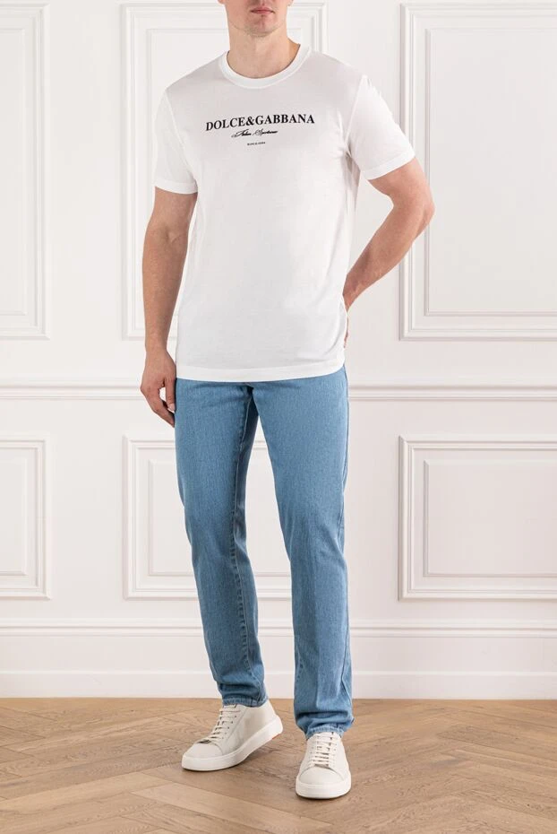 Dolce & Gabbana мужская футболка из мягкого хлопка с черным принтом бренда
 190131 - фото 2