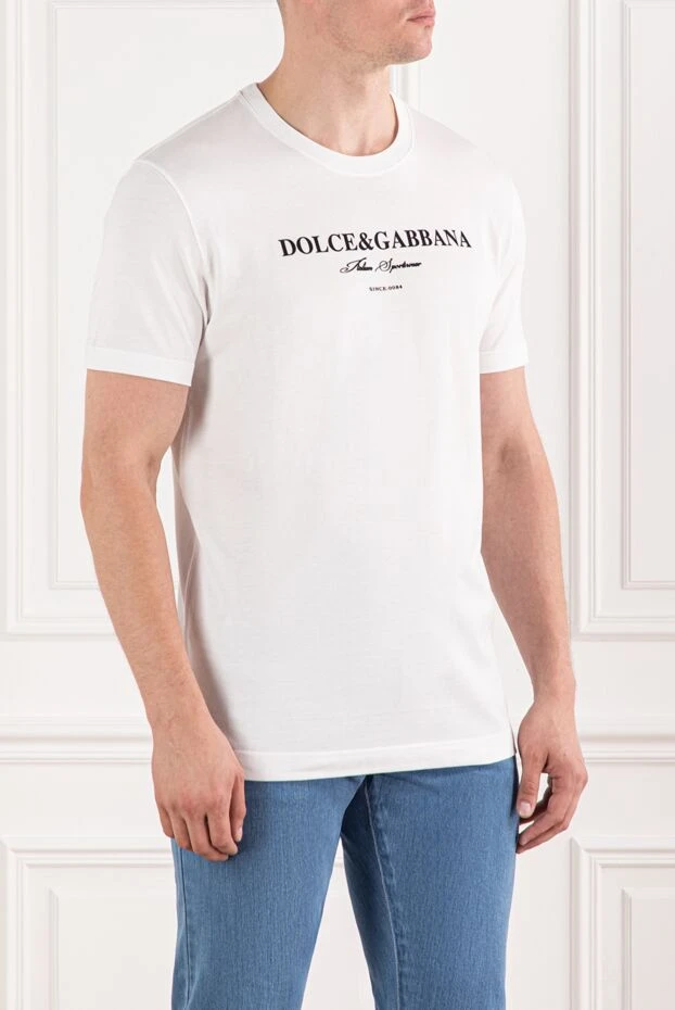 Dolce & Gabbana мужская футболка из мягкого хлопка с черным принтом бренда
 190131 - фото 3