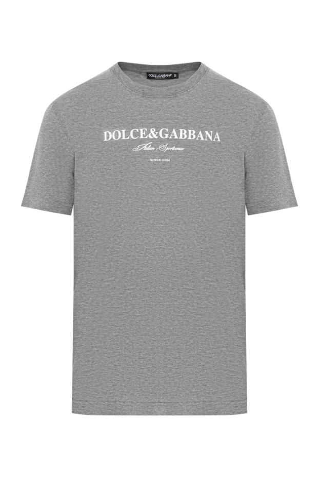 Футболка из хлопка в сером меланже с контрастным белым логотипом
- фото 1