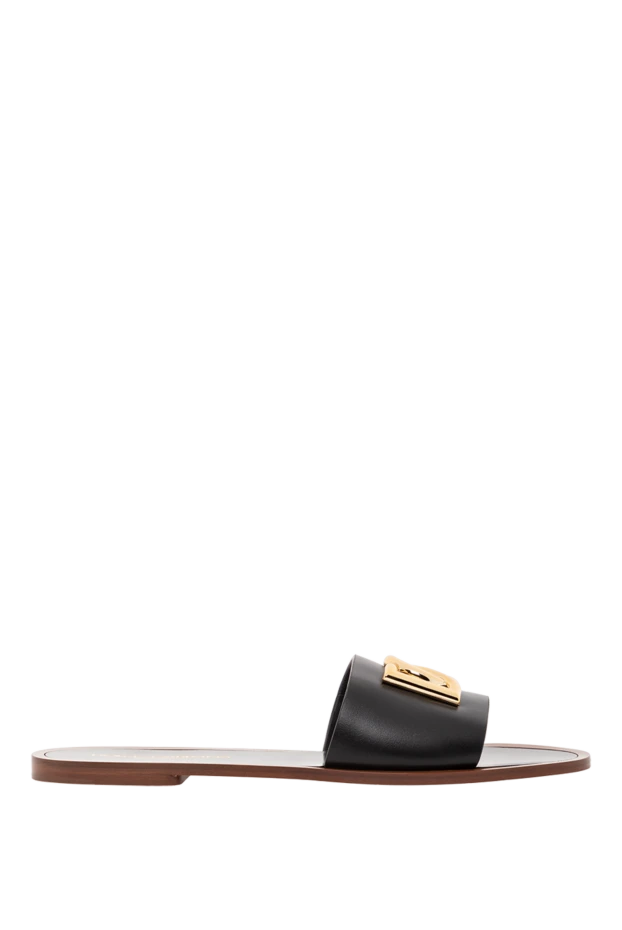 Bianca Calfskin Flat Mules Black Womens - фото 1