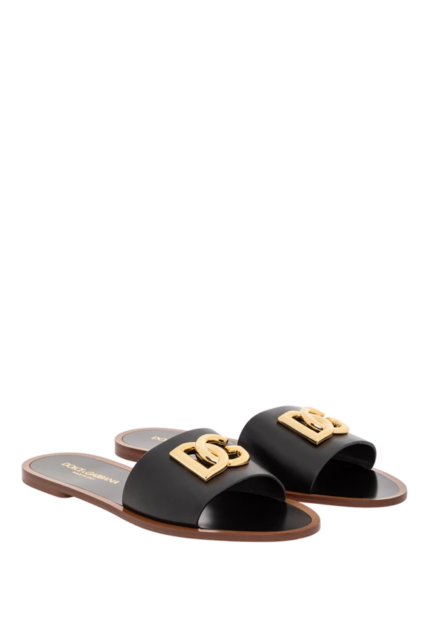 Dolce & Gabbana мюли bianca из телячьей кожи на плоской подошве черные женские 190139 - фото 3