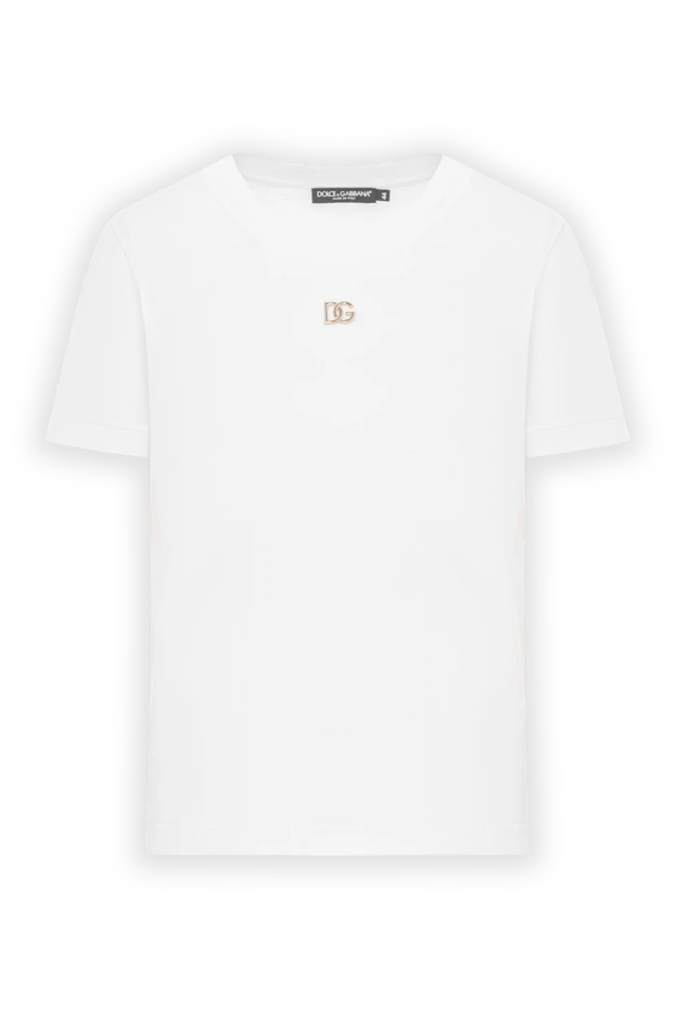 Футболка белая из хлопка с кристальным логотипом DG - фото 1