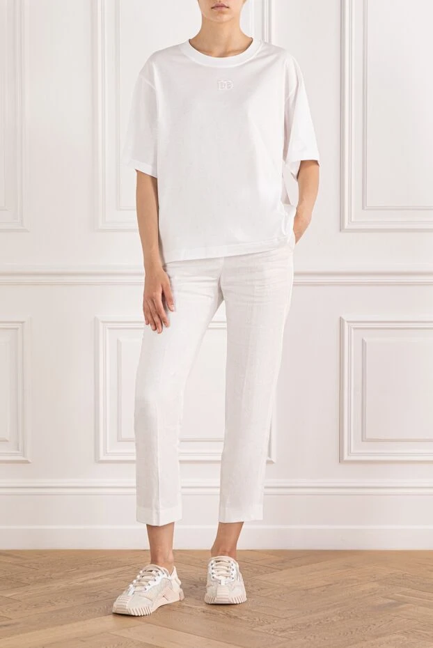 Dolce & Gabbana dg логотипімен кестеленген ақ мақтадан жасалған футболка
 190142 - фото 2