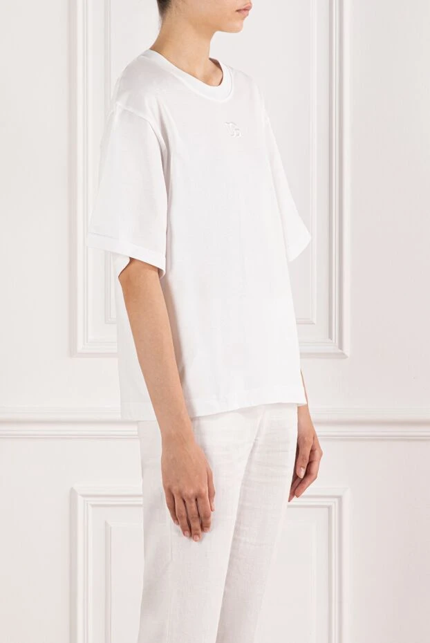 Dolce & Gabbana dg логотипімен кестеленген ақ мақтадан жасалған футболка
 190142 - фото 3