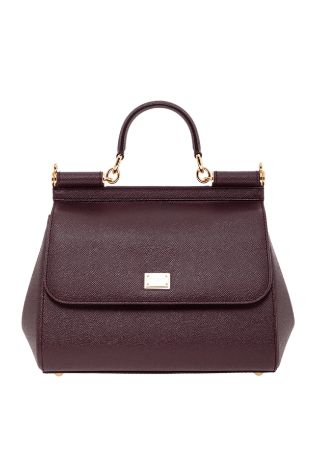 Large Sicily bag with short handle made of textured leather burgundy women's - photo 1