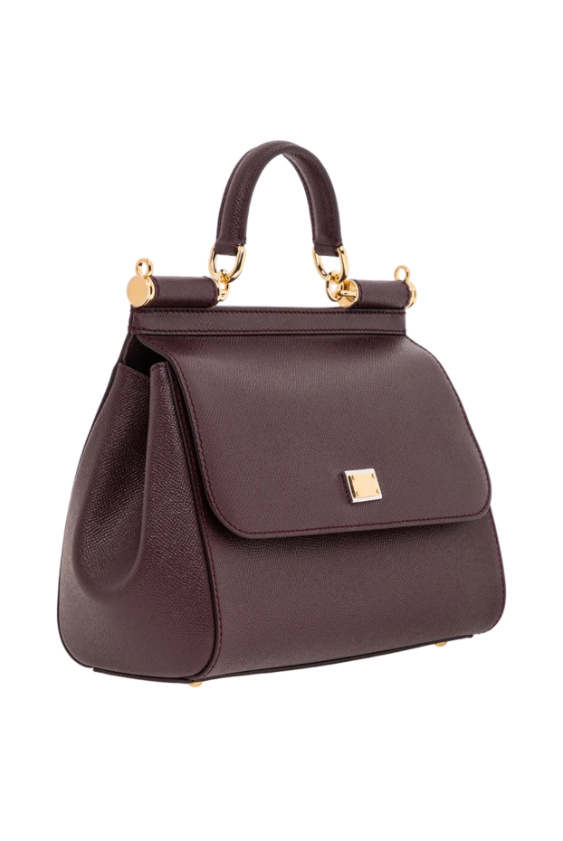 Dolce & Gabbana большая сумка sicily с короткой ручкой из фактурной кожи бордовая женская 190143 - фото 3