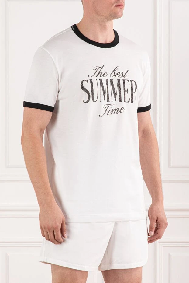 Dolce & Gabbana футболка хлопковая белая с контрастной надписью summer time
 190145 - фото 3