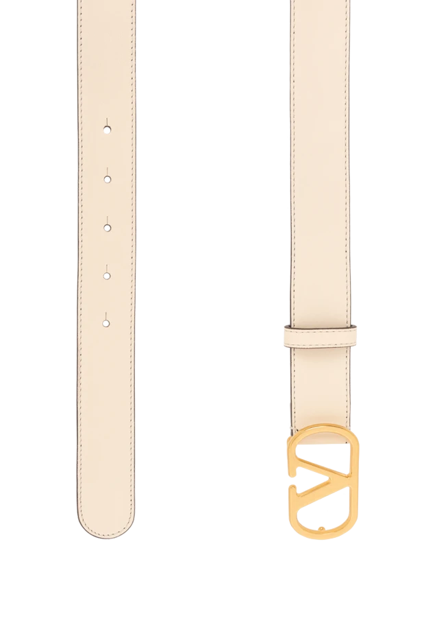 Valentino ремень из натуральной кожи цвета айвори с металлической пряжкой в виде буквы v
 190151 - фото 3