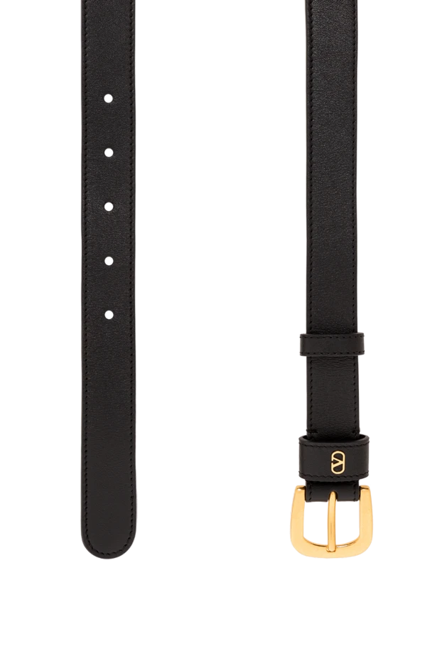 Valentino кожаный черный ремень с классической пряжкой и миниатюрным золотым логотипом
 190152 - фото 3