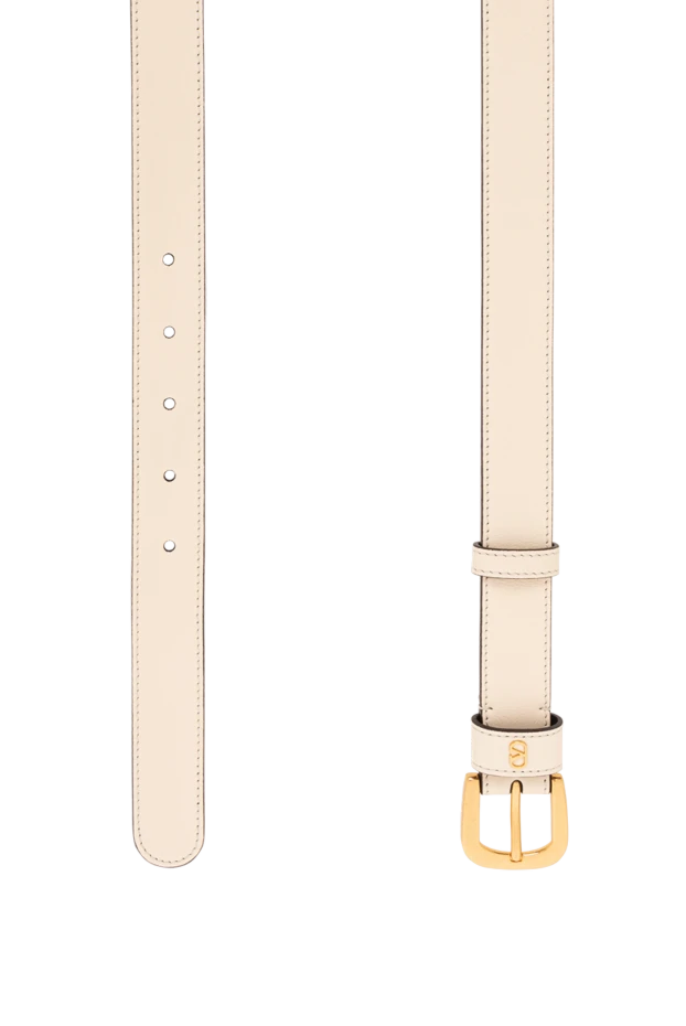Valentino кожаный ремень кремового цвета с пряжкой и миниатюрным золотым логотипом
 190153 - фото 3