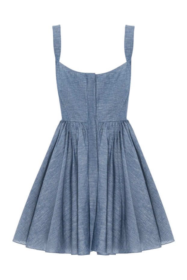 Summer dress made of blue cotton and linen with a full skirt and wide straps
- photo 1