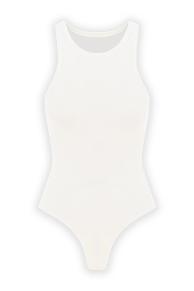 Women's bodysuit made of cotton and viscose in white with a tight fit - photo 1