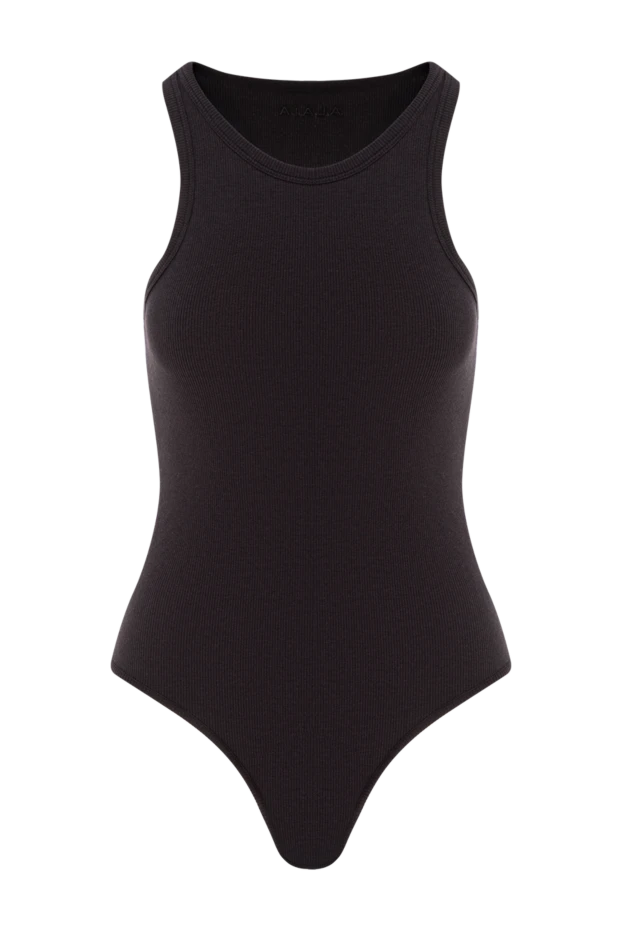 Women's bodysuit made of cotton and viscose in black with a tight fit - photo 1