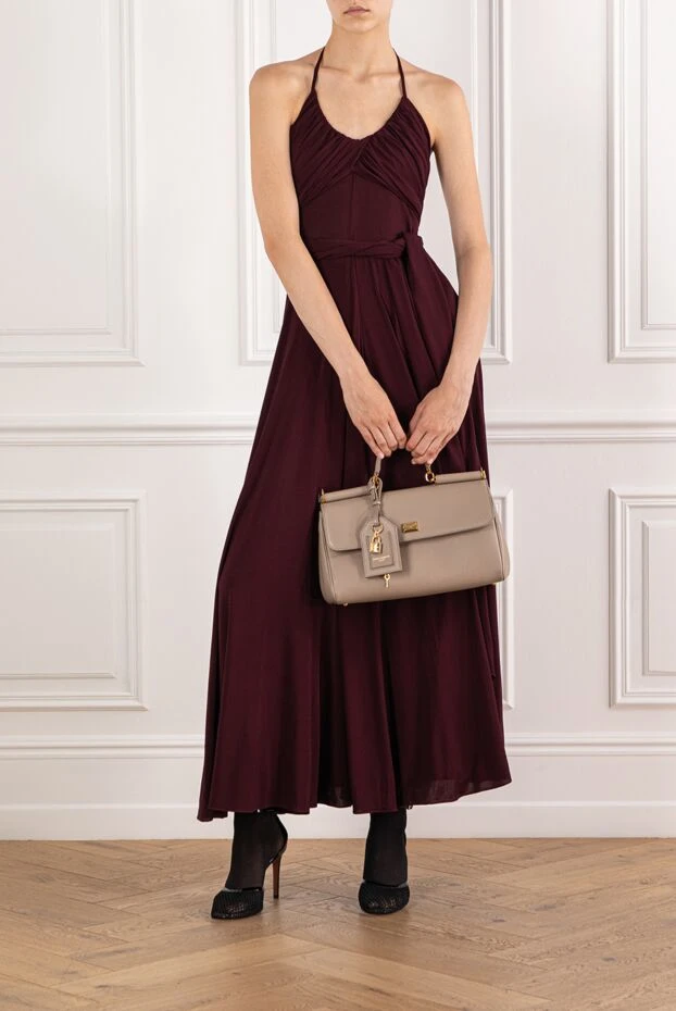 Alaia long burgundy viscose dress with open shoulders 190158 - photo 2