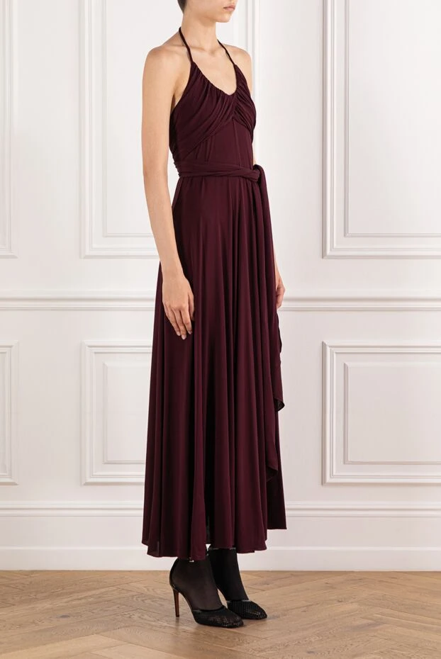 Alaia long burgundy viscose dress with open shoulders 190158 - photo 3