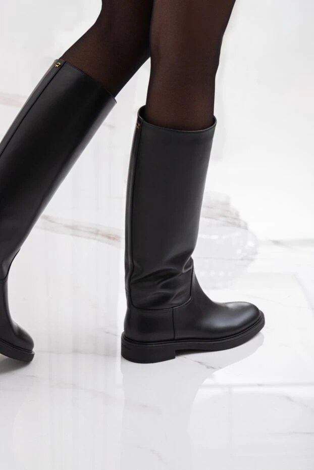 Gianvito Rossi ботинки женские ascott из черной кожи с закруглённым носком 190163 - фото 2