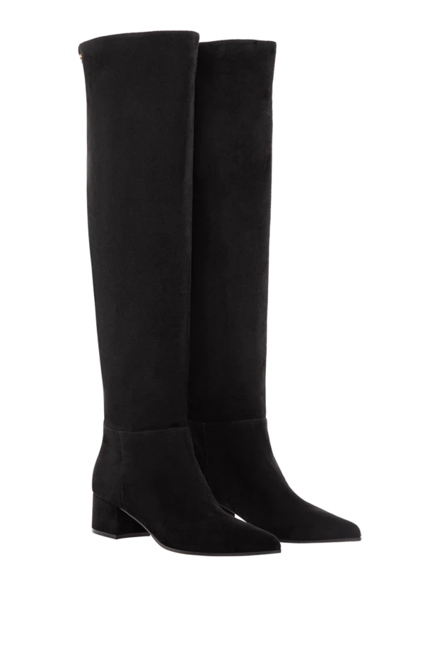 Gianvito Rossi высокие сапоги из чёрной замши с острым носком на устойчивом каблуке
 190165 - фото 3