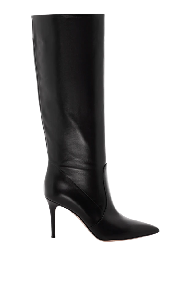 Hansen Women's Black Leather Pointed Toe Stiletto Boots - photo 1