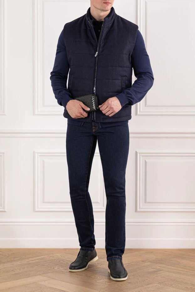 Tombolini жилет мужской утеплённый шерстяной глубокого синего цвета 190185 - фото 2