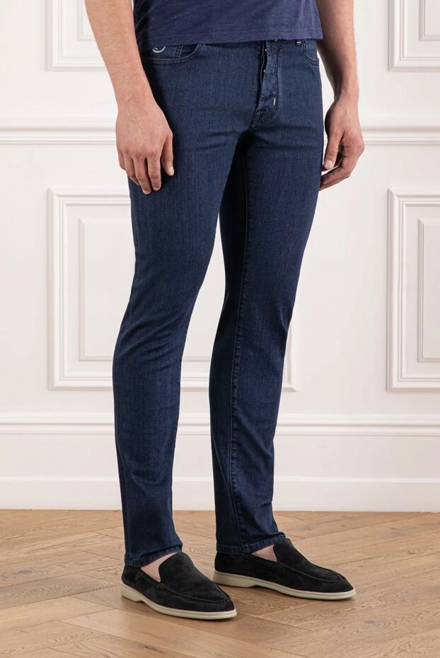 Jacob Cohen мужские хлопковые джинсы индиго с контрастной строчкой 190187 - фото 3