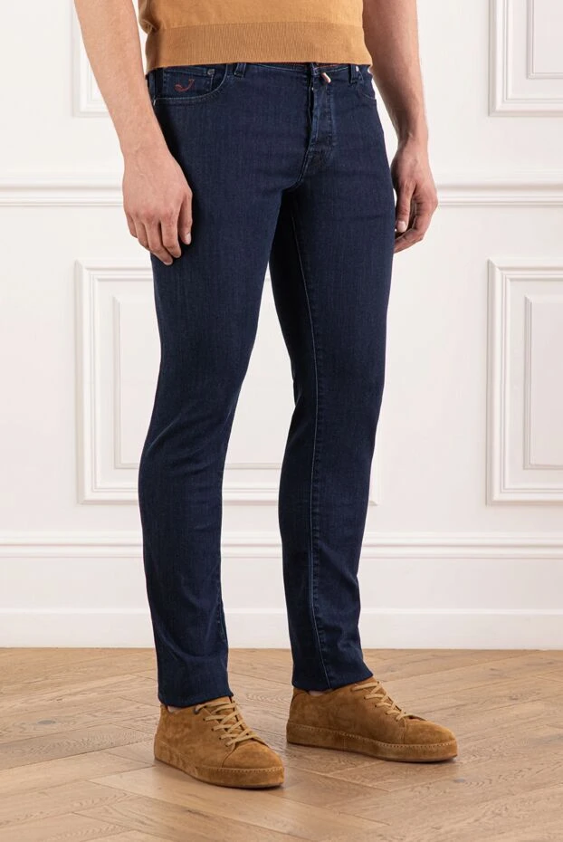 Jacob Cohen мужские джинсы глубокого индиго с акцентным кантом 190189 - фото 3