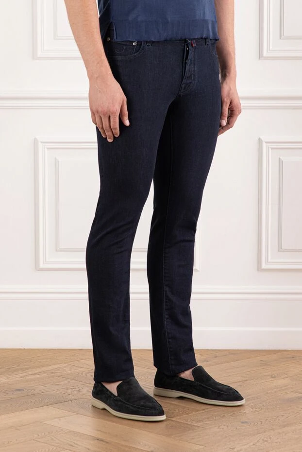 Jacob Cohen мужские джинсы насыщенного синего цвета с аккуратной прострочкой 190190 - фото 3