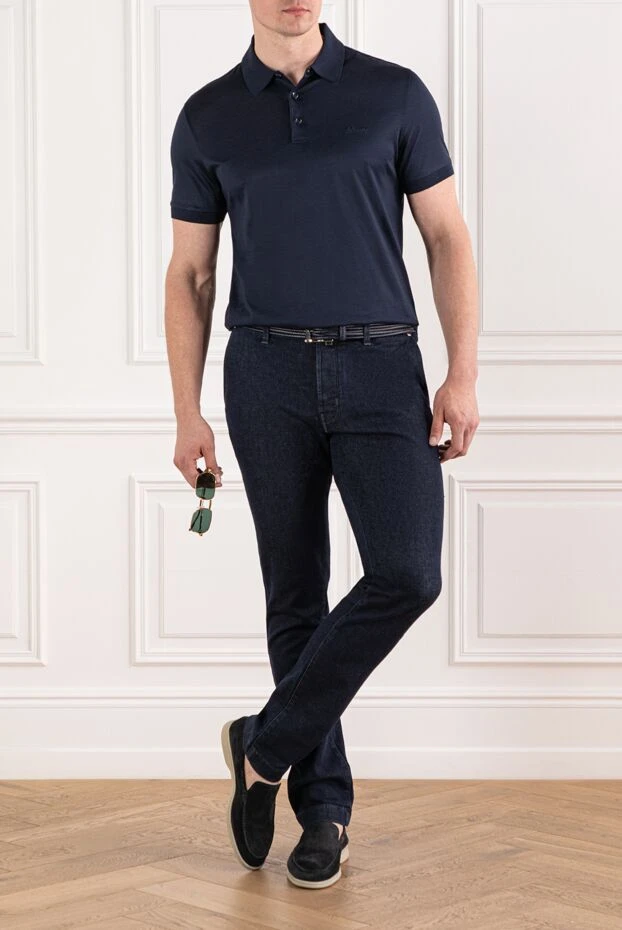 Jacob Cohen джинсы мужские тёмно-синие с поясом на шнурке и классическим кроем 190193 - фото 2