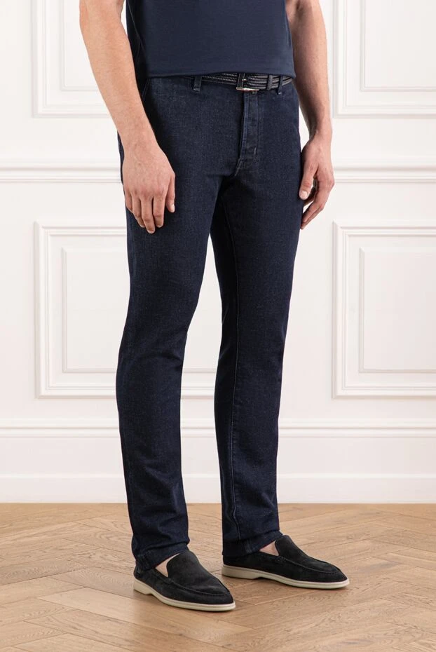 Jacob Cohen джинсы мужские тёмно-синие с поясом на шнурке и классическим кроем 190193 - фото 3