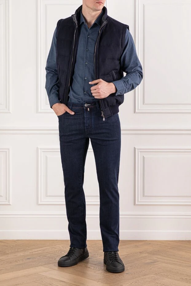 Jacob Cohen men's dark blue straight fit jeans with red stitching 190194 - photo 2