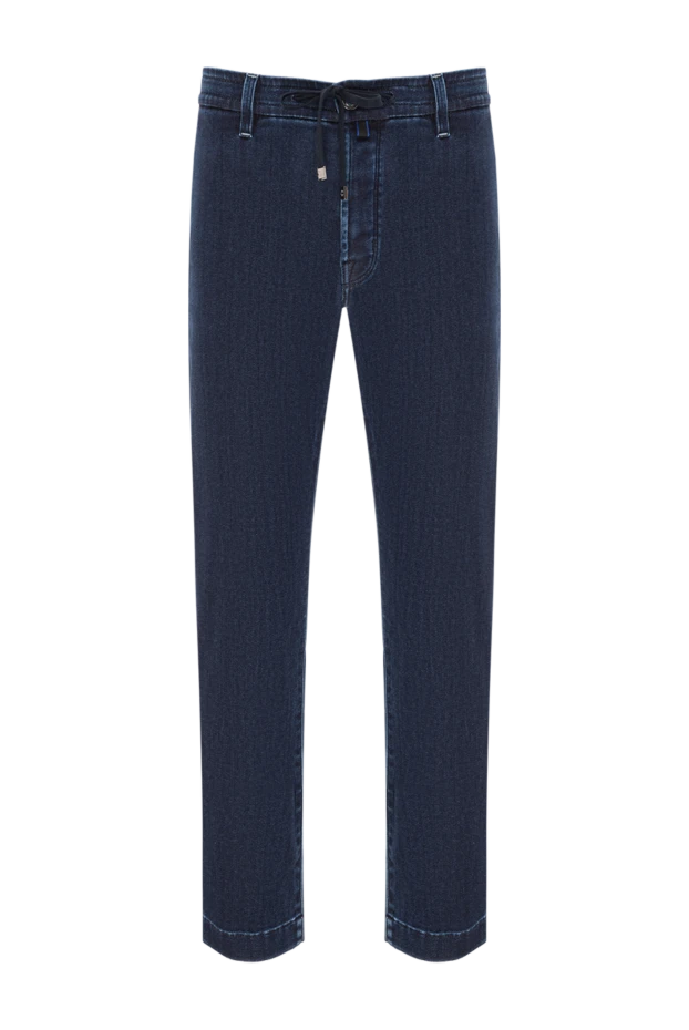 Men's universal dark jeans with a comfortable belt - photo 1