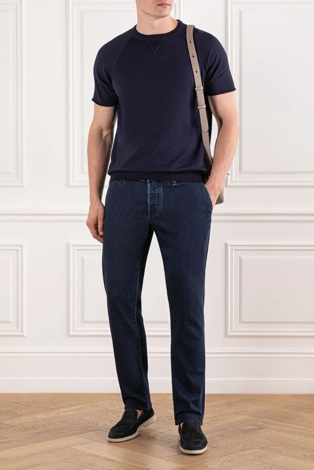 Jacob Cohen джинсы мужские универсальные тёмные с комфортным поясом 190197 - фото 2