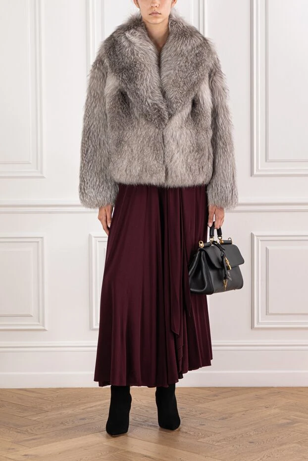 FG Furs natural fox fur coat in light gray with a wide collar 190201 - photo 3