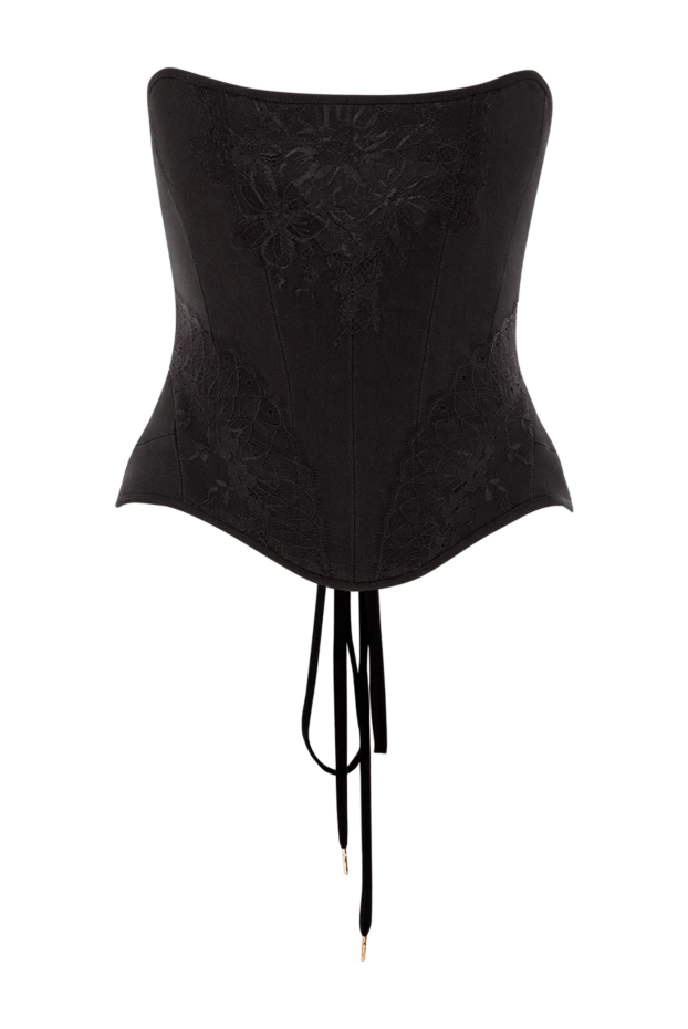 Черный корсет с вышивкой и шнуровкой на спине из хлопка
- фото 1