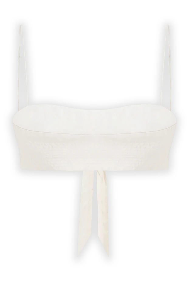 White crop top with open back and thin straps with ribbons on the back - photo 1