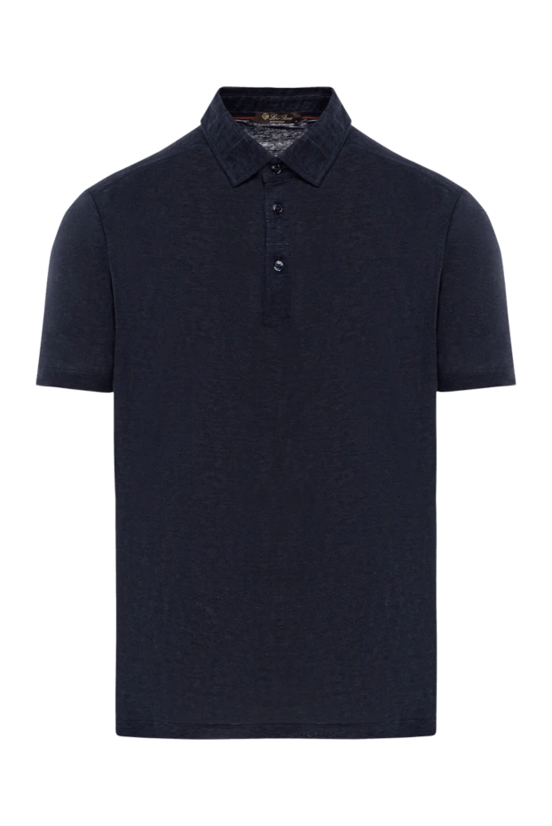Классикалық жағасы бар қара көк жібектен ерлер поло көйлегі - фото 1