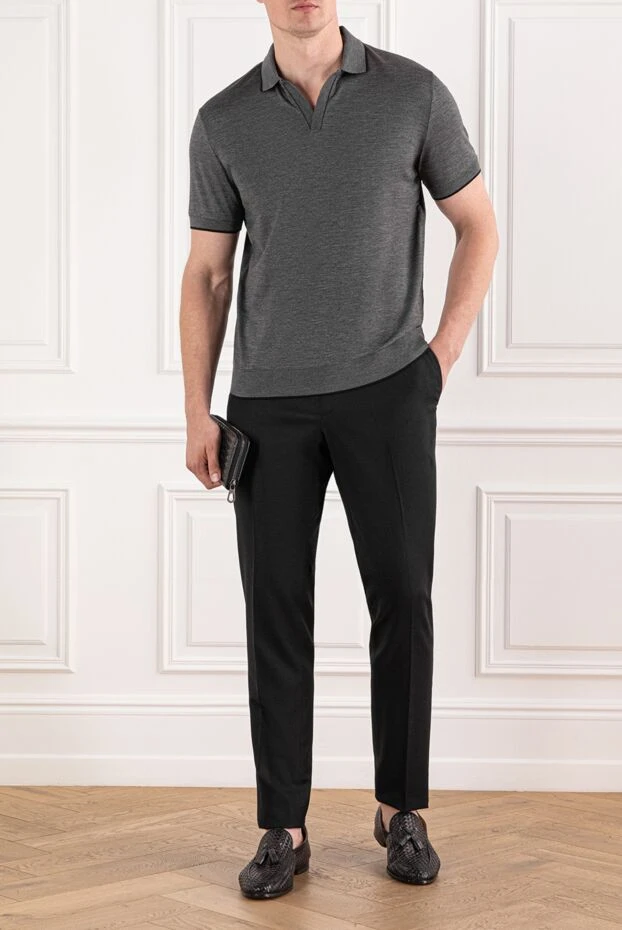 Loro Piana серая рубашка-поло waitaki c воротником без пуговиц из мягкого шерстяного трикотажа 190222 - фото 2