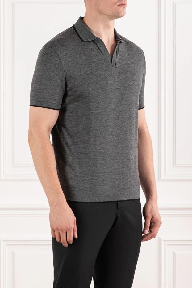 Loro Piana waitaki grey polo shirt with buttonless collar in soft wool jersey 190222 - photo 3