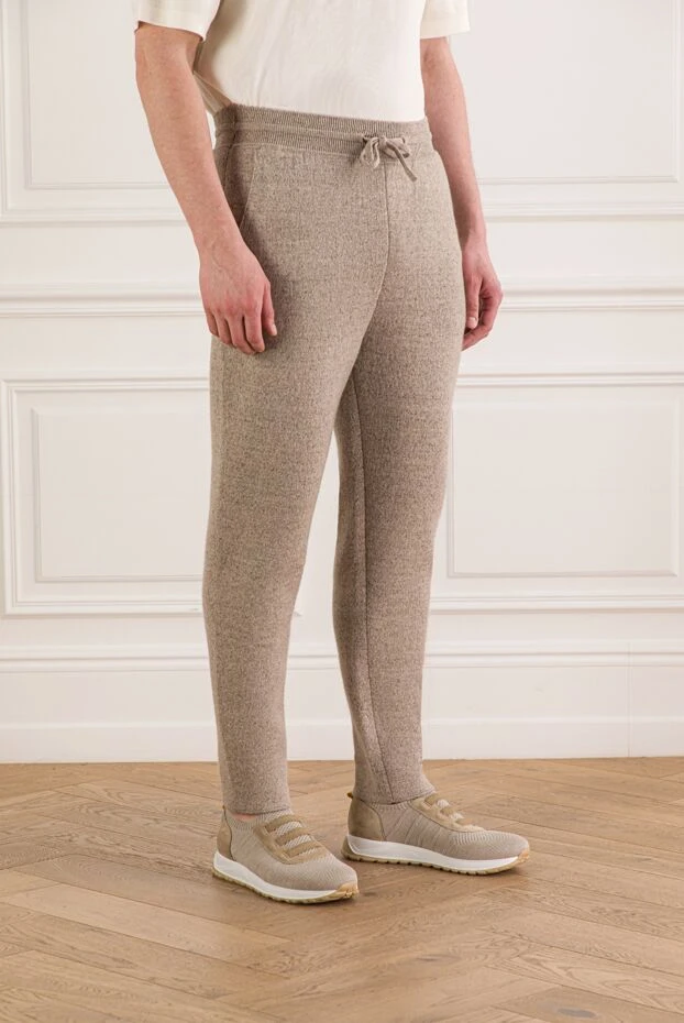 Loro Piana бежевые спортивные брюки из смеси льна и кашемира на кулиске 190224 - фото 3