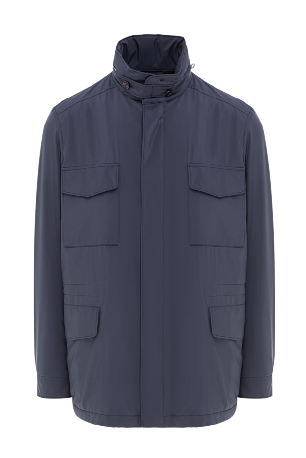 Лёгкая и универсальная куртка из микрофибры и кашемира синего цвета - фото 1