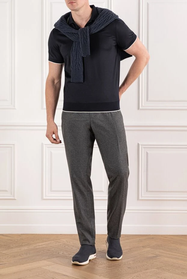 Loro Piana jarno ерлер сұр мақталы габардин шалбары классикалық 190233 - фото 2