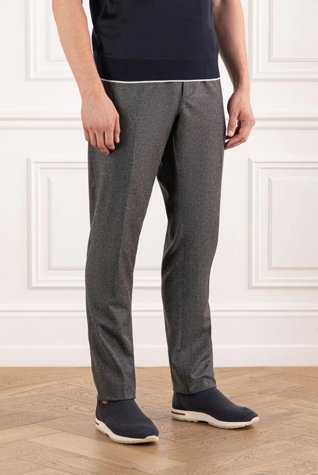 Loro Piana jarno ерлер сұр мақталы габардин шалбары классикалық 190233 - фото 3