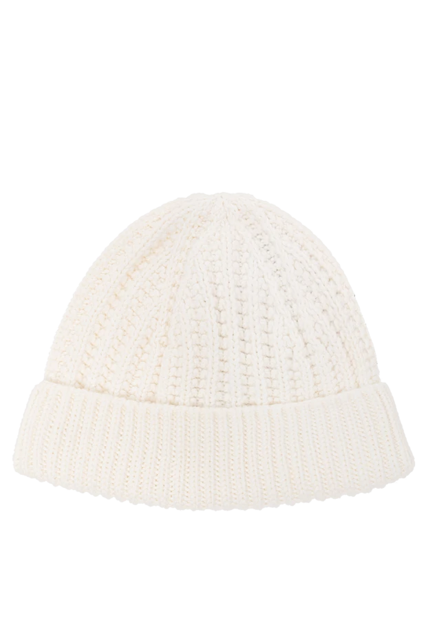 Мужская белая шапка Moltrasio со сложенными полями и классическим ребристым узором. - фото 1