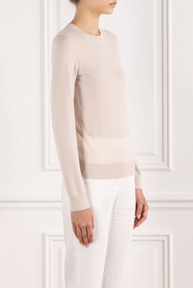 Loro Piana бежевый piuma мойынға арналған секіргіш ең жақсы және жұмсақ кашемирден жасалған 190235 - фото 3