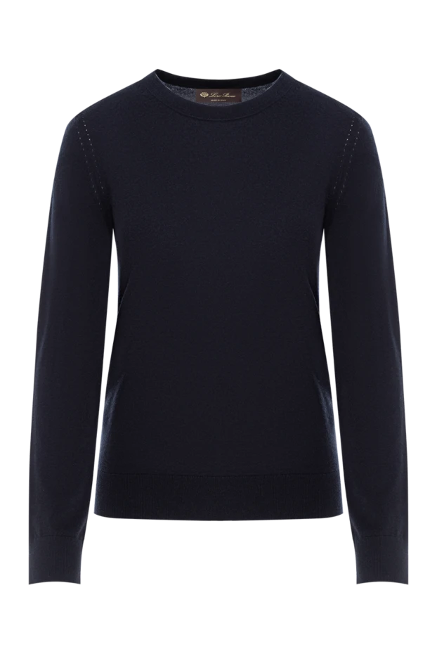 Синий джемпер Piuma с круглым вырезом из тончайшего и мягкого кашемира - фото 1